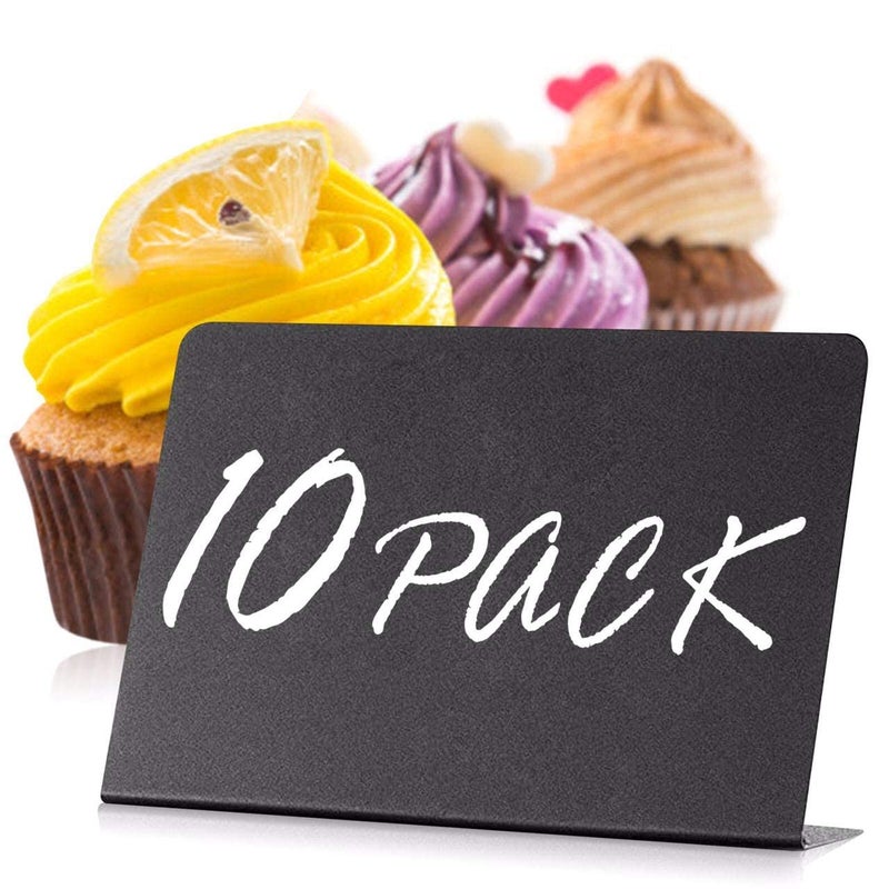 IRICUS 10 Pack Mini Chalkboard Signs 3x4 inch â€“ Erasable Food Signs for Buffet - Catering - Bakeries & Parties - Small Black Chalkboard Labels - Tabletop Displays & Wedding Chalk Board Name Plates - Image 1